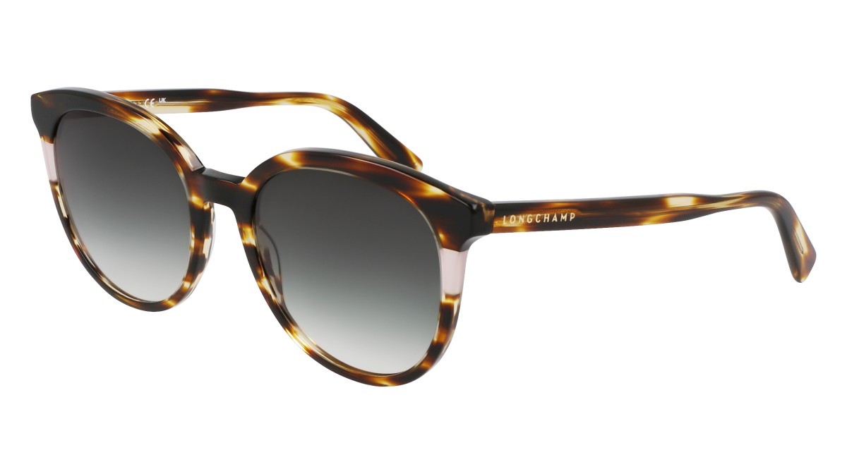 Sunglasses Longchamp LO752S (211) color striped brown shape round lenses gradient green