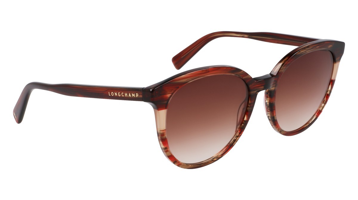 Sunglasses Longchamp LO752S (606) color textured red shape round lenses gradient brown