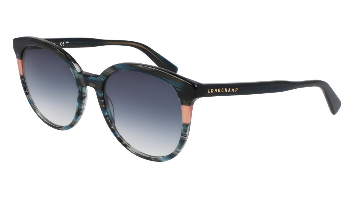 Sunglasses Longchamp LO752S N (406) color textured blue shape round 
