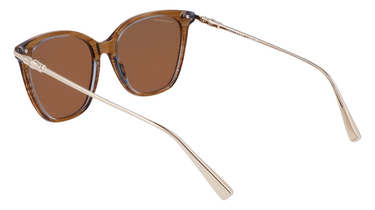 Occhiali da sole Longchamp LO757S (211) colore striped brown forma rettangolare lenti solid brown