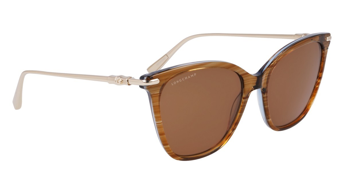 Occhiali da sole Longchamp LO757S (211) colore striped brown forma rettangolare lenti solid brown