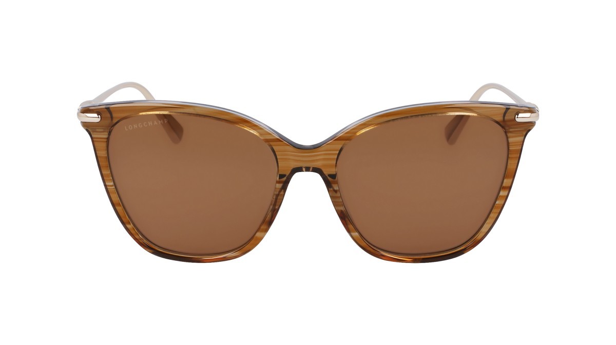Occhiali da sole Longchamp LO757S (211) colore striped brown forma rettangolare lenti solid brown