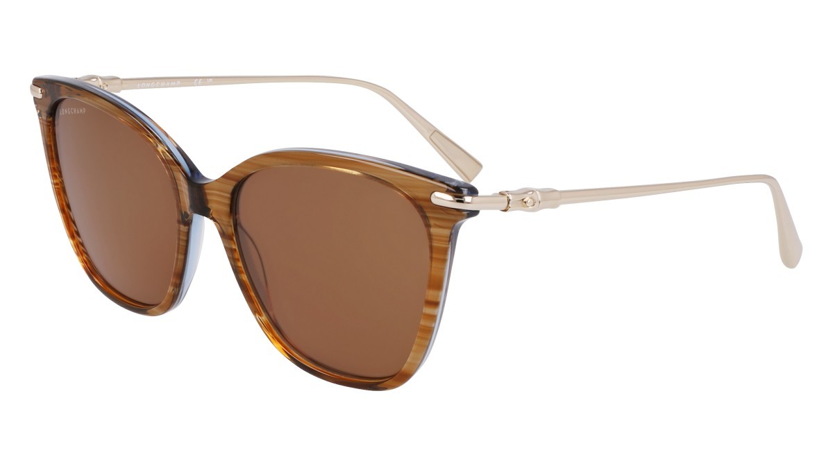 Occhiali da sole Longchamp LO757S (211) colore striped brown forma rettangolare lenti solid brown