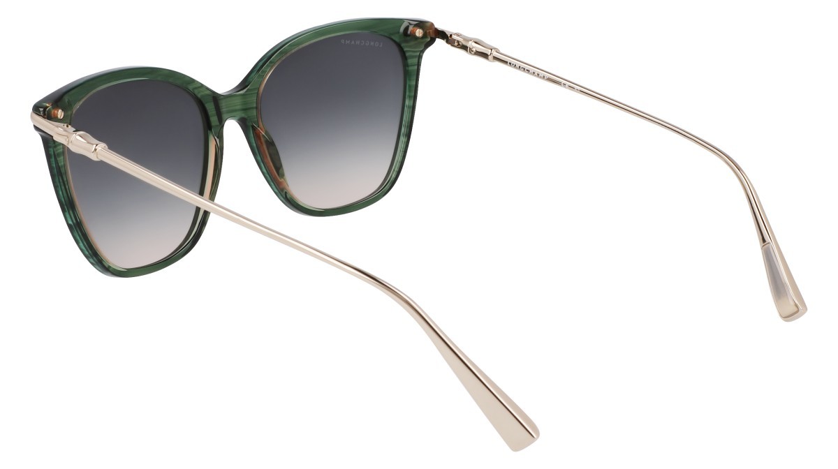Occhiali da sole Longchamp LO757S (308) colore striped green forma rettangolare lenti gradient green rose
