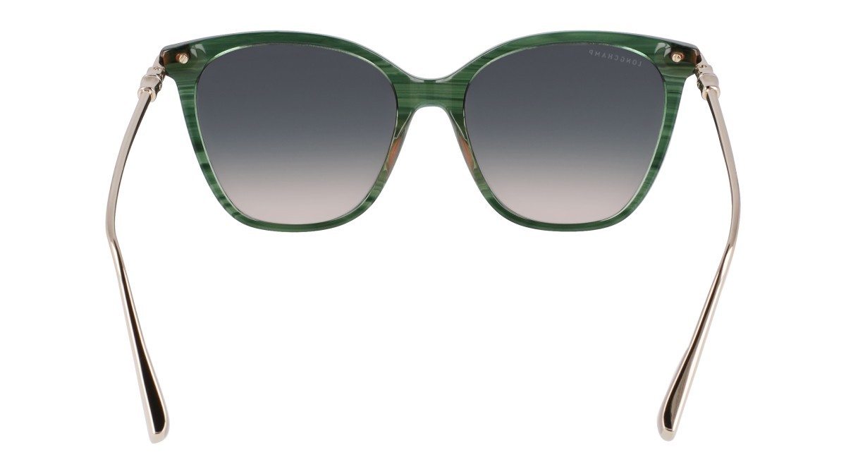 Occhiali da sole Longchamp LO757S (308) colore striped green forma rettangolare lenti gradient green rose