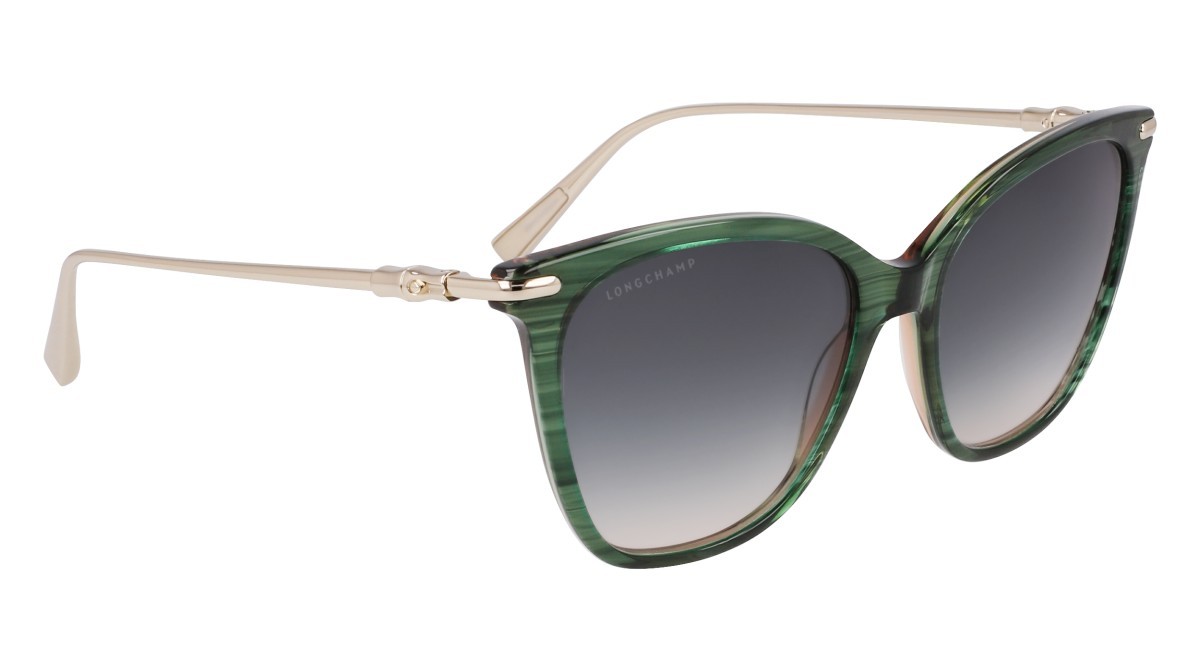 Occhiali da sole Longchamp LO757S (308) colore striped green forma rettangolare lenti gradient green rose