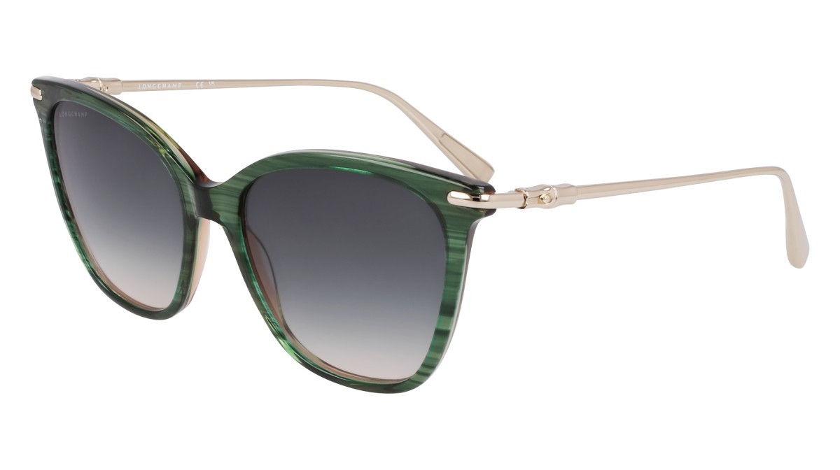 Occhiali da sole Longchamp LO757S (308) colore striped green forma rettangolare lenti gradient green rose