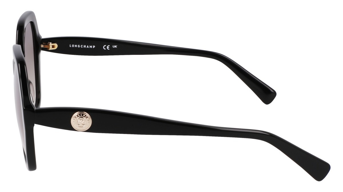 Sunglasses Longchamp LO759S (001) color black shape rectangle lenses gradient smoke khaki