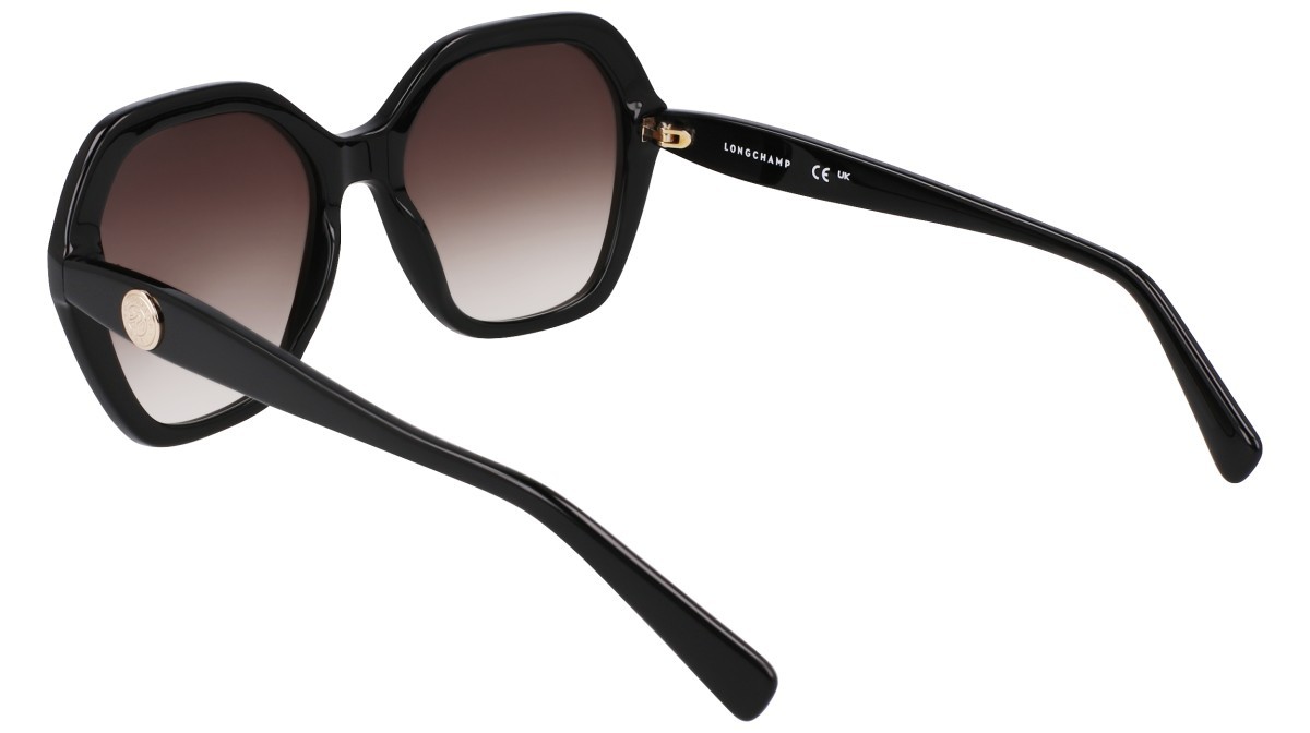 Sunglasses Longchamp LO759S (001) color black shape rectangle lenses gradient smoke khaki
