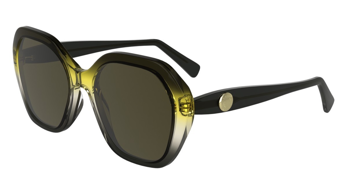 Occhiali da sole Longchamp LO759S (019) colore transparent gradient black/yel forma rettangolare lenti solid brown