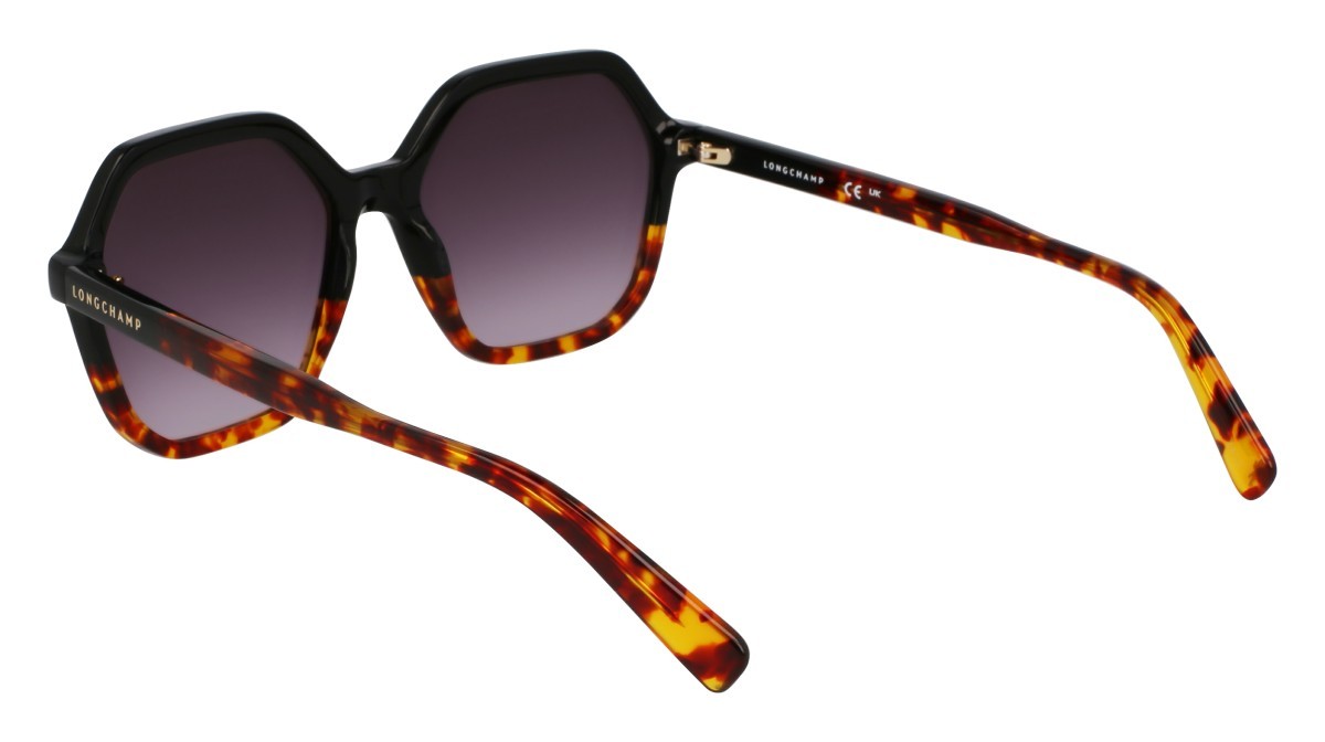 Sunglasses Longchamp LO760S (011) color black/havana shape rectangle lenses gradient grey