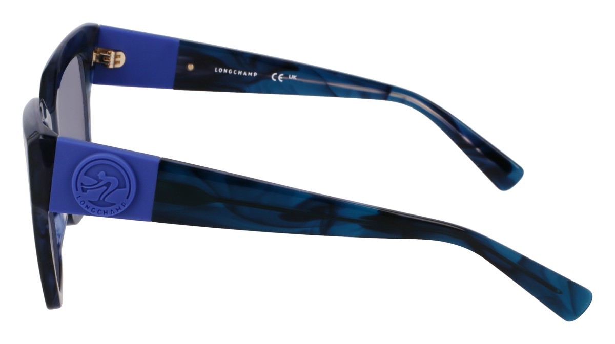 Occhiali da sole Longchamp LO762S (407) colore striped blue forma rettangolare lenti gradient smoke blue