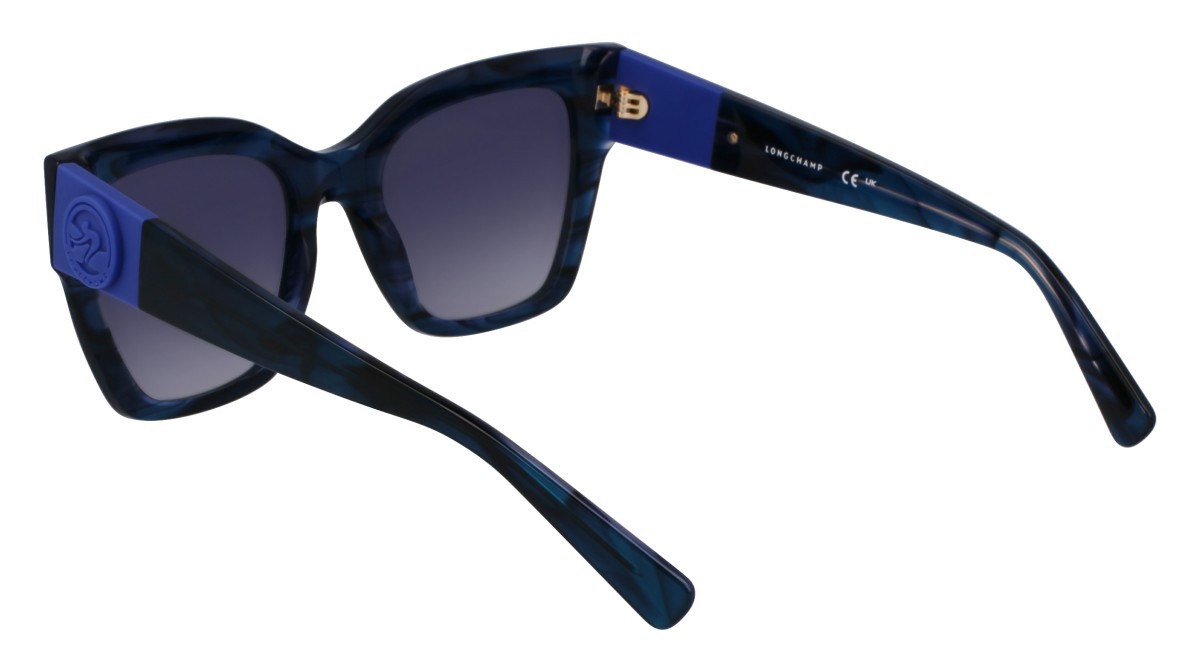 Occhiali da sole Longchamp LO762S (407) colore striped blue forma rettangolare lenti gradient smoke blue