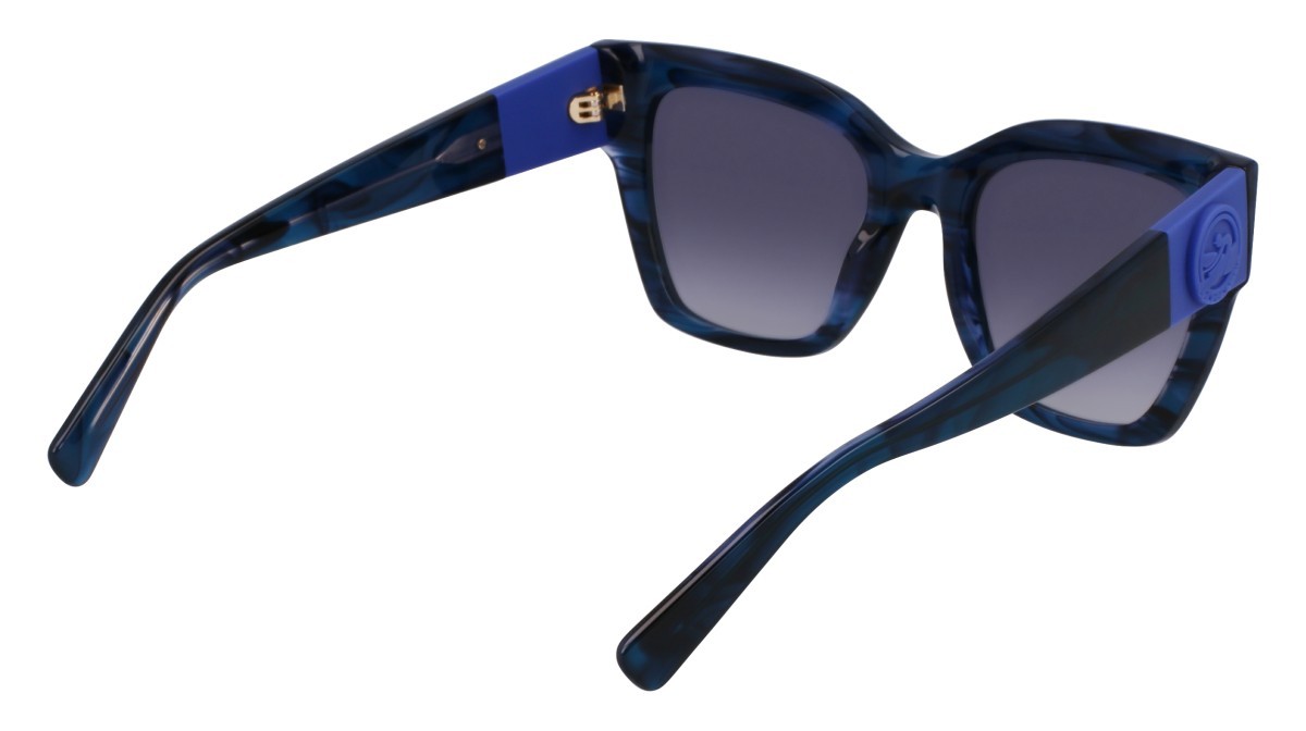 Occhiali da sole Longchamp LO762S (407) colore striped blue forma rettangolare lenti gradient smoke blue