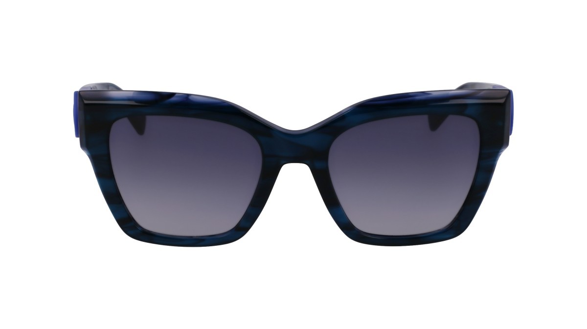 Occhiali da sole Longchamp LO762S (407) colore striped blue forma rettangolare lenti gradient smoke blue