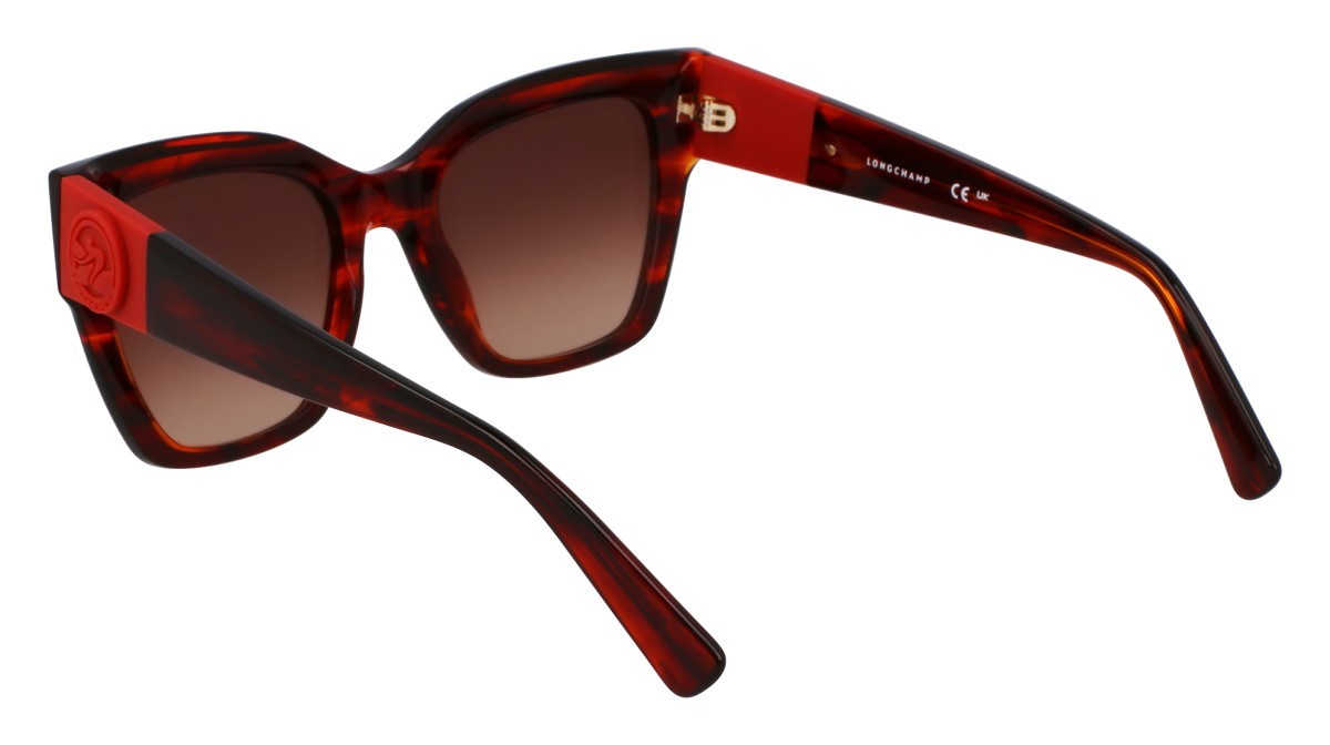 Occhiali da sole Longchamp LO762S (607) colore striped red forma rettangolare lenti gradient red