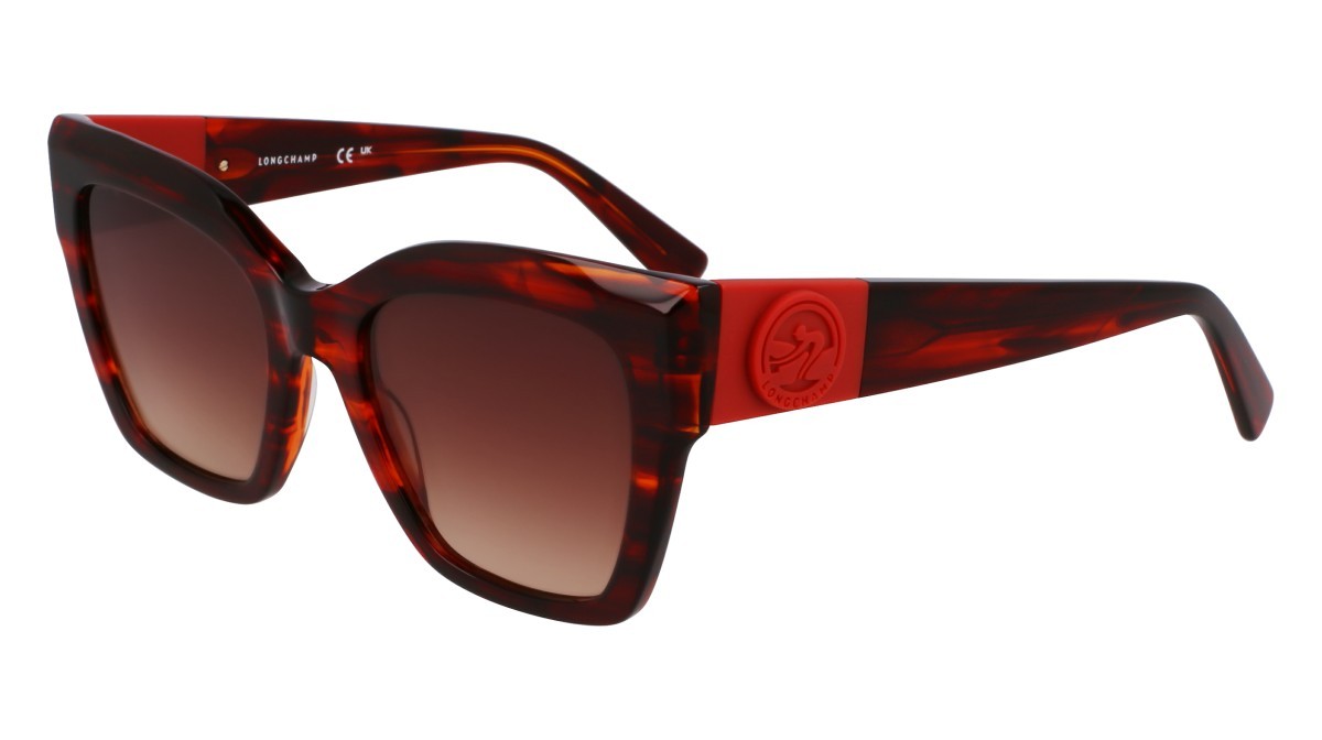 Occhiali da sole Longchamp LO762S (607) colore striped red forma rettangolare lenti gradient red