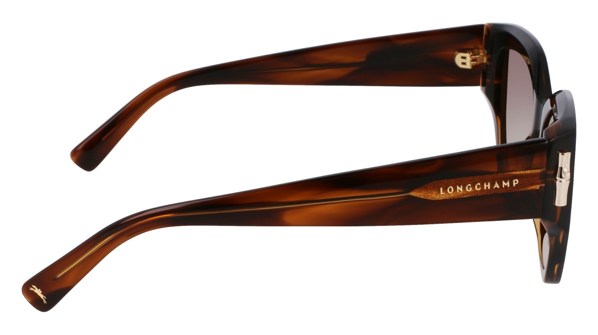 Occhiali da sole Longchamp LO764S (211) colore striped brown forma farfalla lenti gradient brown
