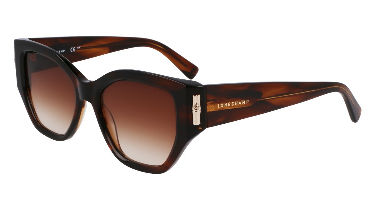 Occhiali da sole Longchamp LO764S (211) colore striped brown forma farfalla lenti gradient brown
