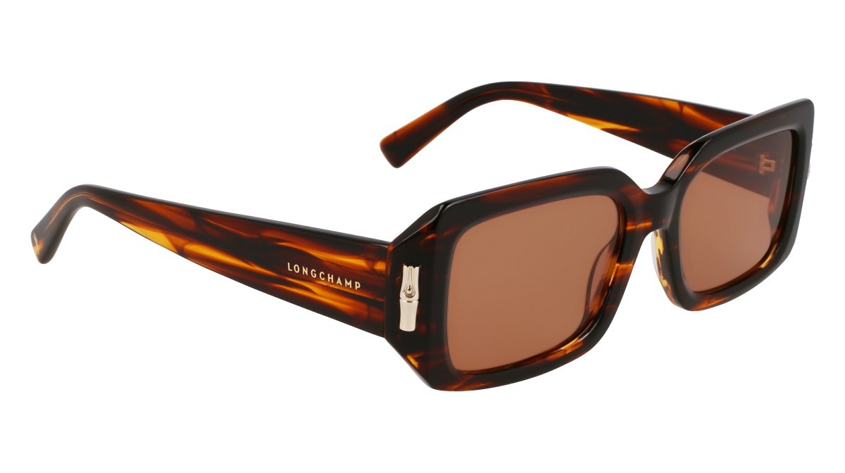 Occhiali da sole Longchamp LO765S (211) colore striped brown forma rettangolare lenti solid brown