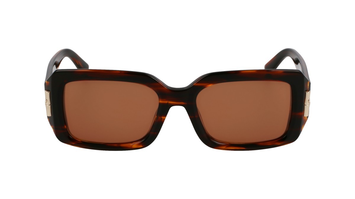 Occhiali da sole Longchamp LO765S (211) colore striped brown forma rettangolare lenti solid brown