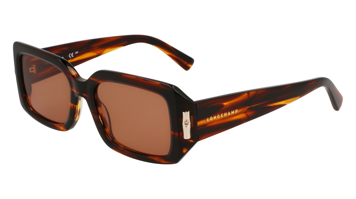 Occhiali da sole Longchamp LO765S (211) colore striped brown forma rettangolare lenti solid brown