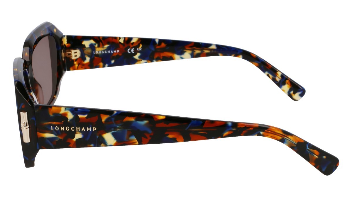 Occhiali da sole Longchamp LO765S (431) colore marble blue forma rettangolare lenti solid brown