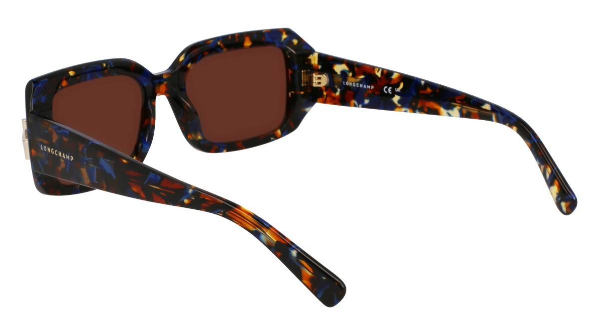 Occhiali da sole Longchamp LO765S (431) colore marble blue forma rettangolare lenti solid brown