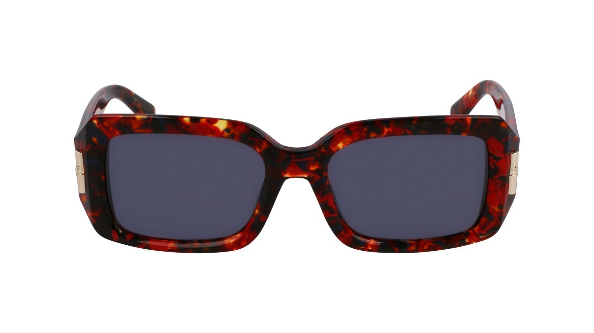 Occhiali da sole Longchamp LO765S (641) colore marble red forma rettangolare lenti solid blue