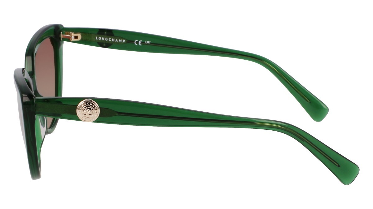 Occhiali da sole Longchamp LO766S (300) colore transparent green forma cat eye lenti double gradient brown+green