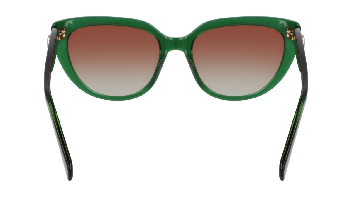 Occhiali da sole Longchamp LO766S (300) colore transparent green forma cat eye lenti double gradient brown+green