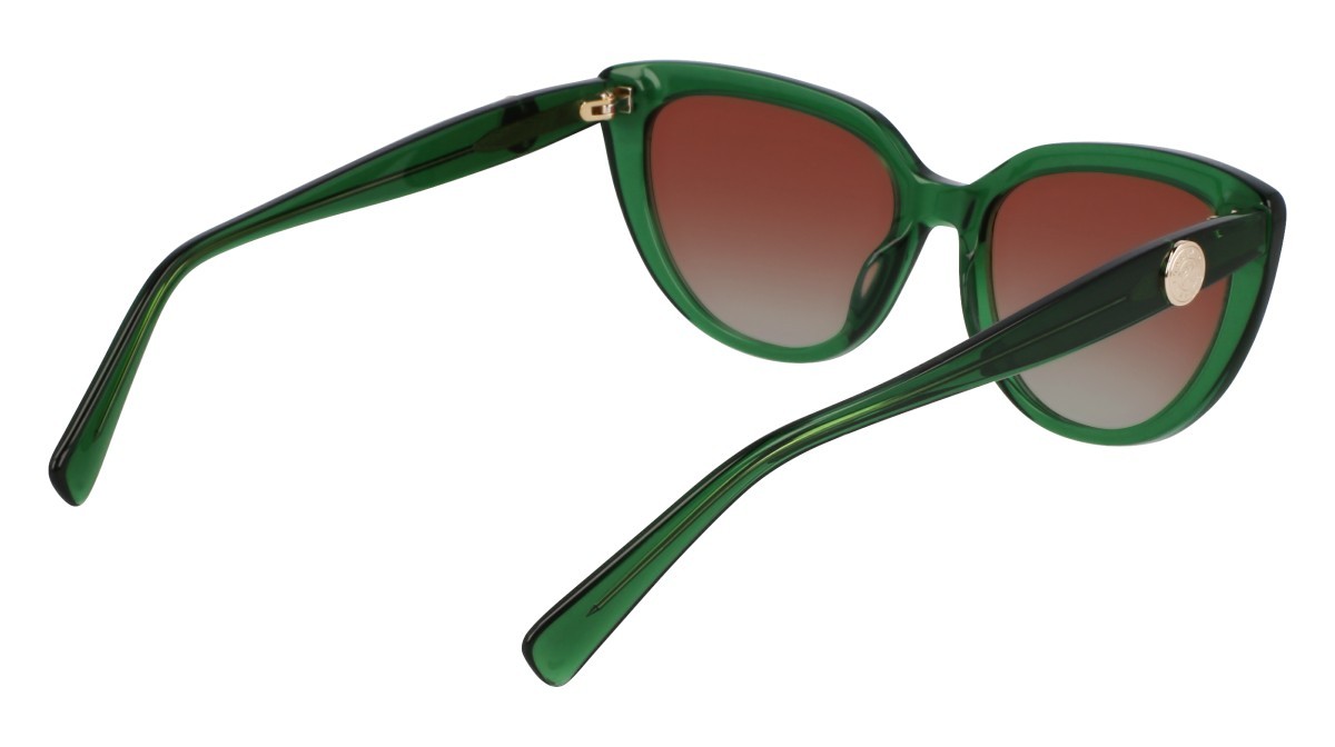 Occhiali da sole Longchamp LO766S (300) colore transparent green forma cat eye lenti double gradient brown+green
