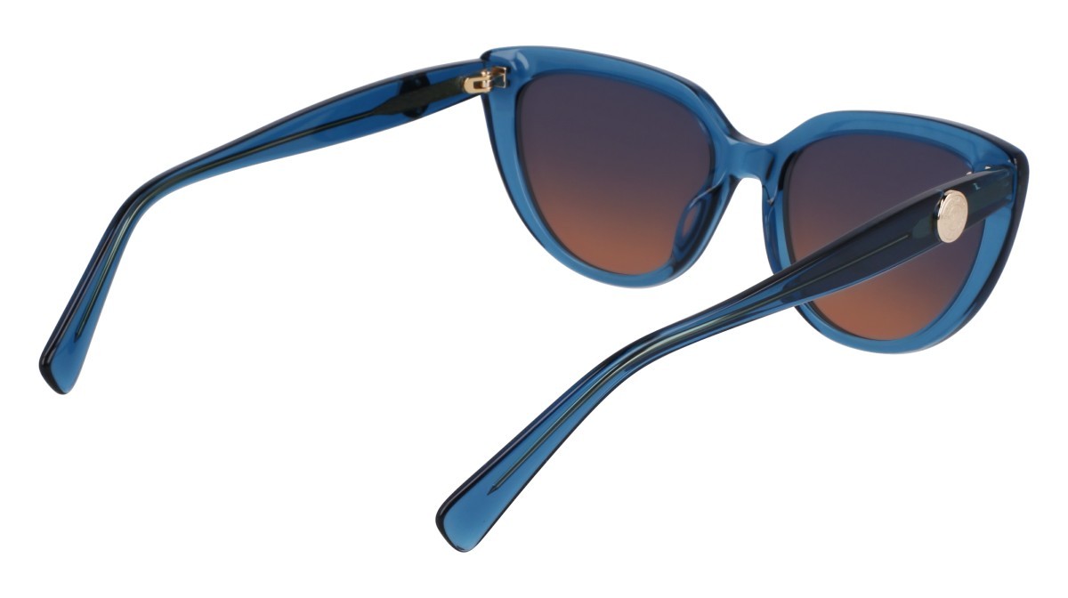 Occhiali da sole Longchamp LO766S (400) colore transparent blue forma cat eye lenti gradient blue/brown