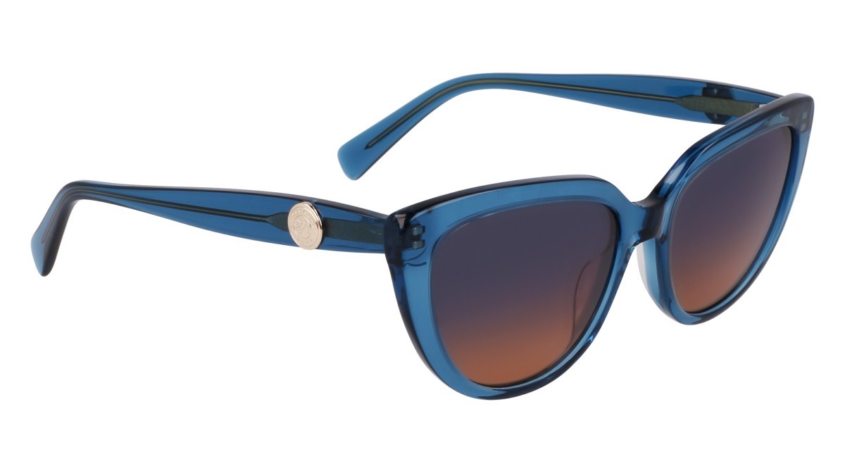 Occhiali da sole Longchamp LO766S (400) colore transparent blue forma cat eye lenti gradient blue/brown