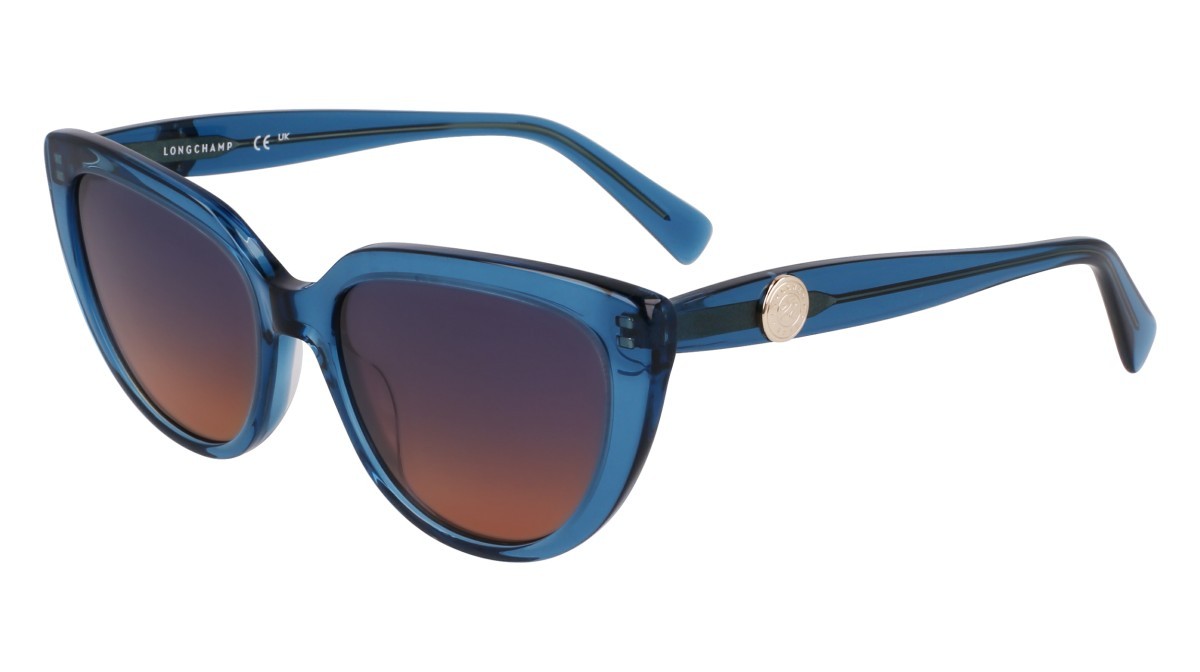 Occhiali da sole Longchamp LO766S (400) colore transparent blue forma cat eye lenti gradient blue/brown