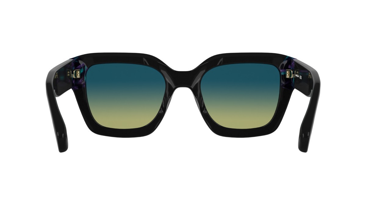 Sunglasses Longchamp LO771S (007) color black/marble turquoise shape rectangle lenses grazient azure yellow