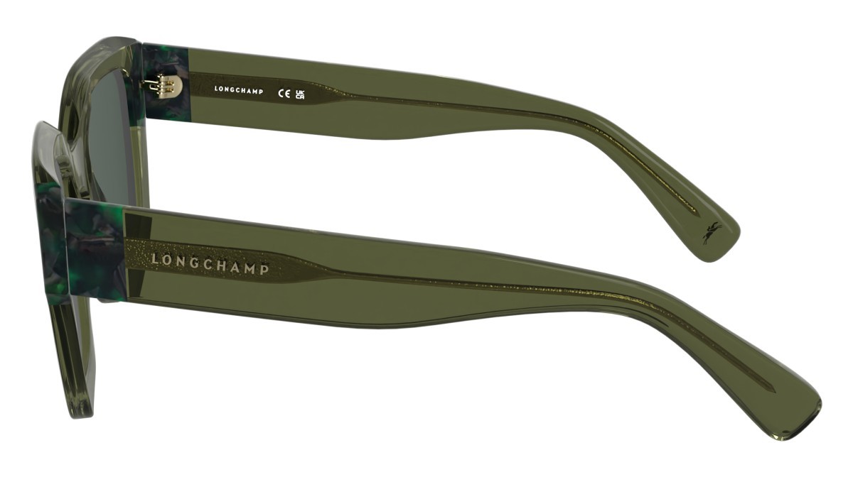 Occhiali da sole Longchamp LO771S (302) colore transparent green/textured gre forma rettangolare lenti solid green