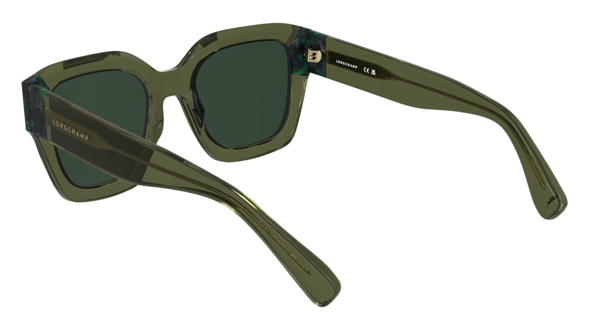 Occhiali da sole Longchamp LO771S (302) colore transparent green/textured gre forma rettangolare lenti solid green