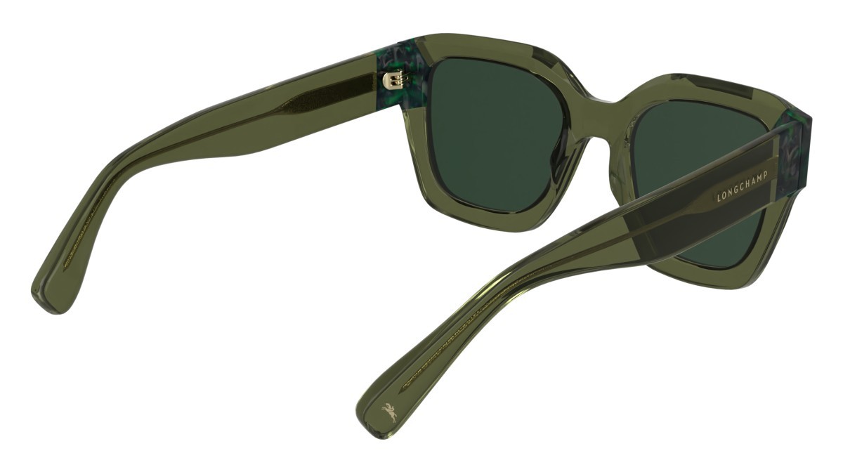 Occhiali da sole Longchamp LO771S (302) colore transparent green/textured gre forma rettangolare lenti solid green