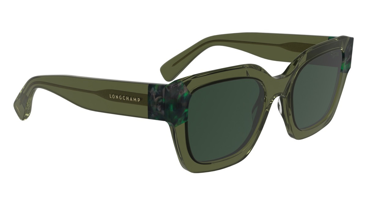 Occhiali da sole Longchamp LO771S (302) colore transparent green/textured gre forma rettangolare lenti solid green