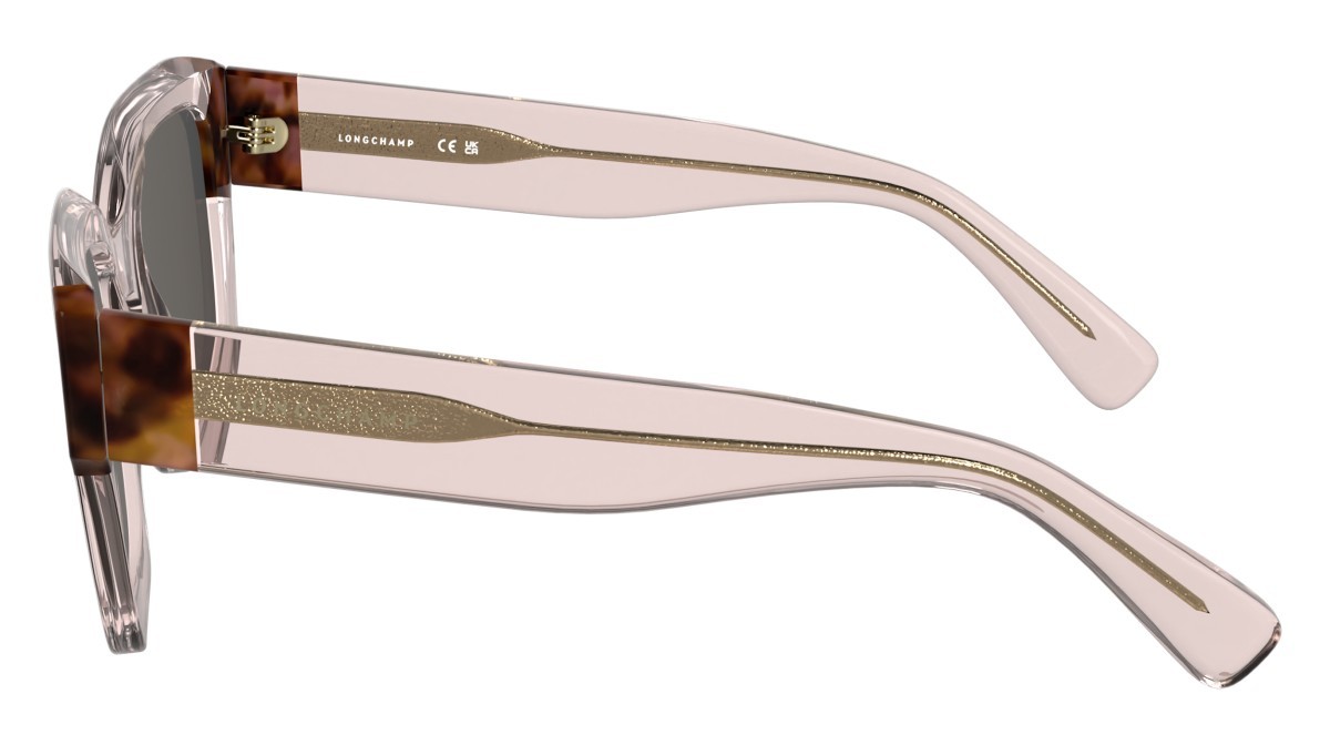 Occhiali da sole Longchamp LO771S (613) colore transparent rose/rose havana forma rettangolare lenti solid brown
