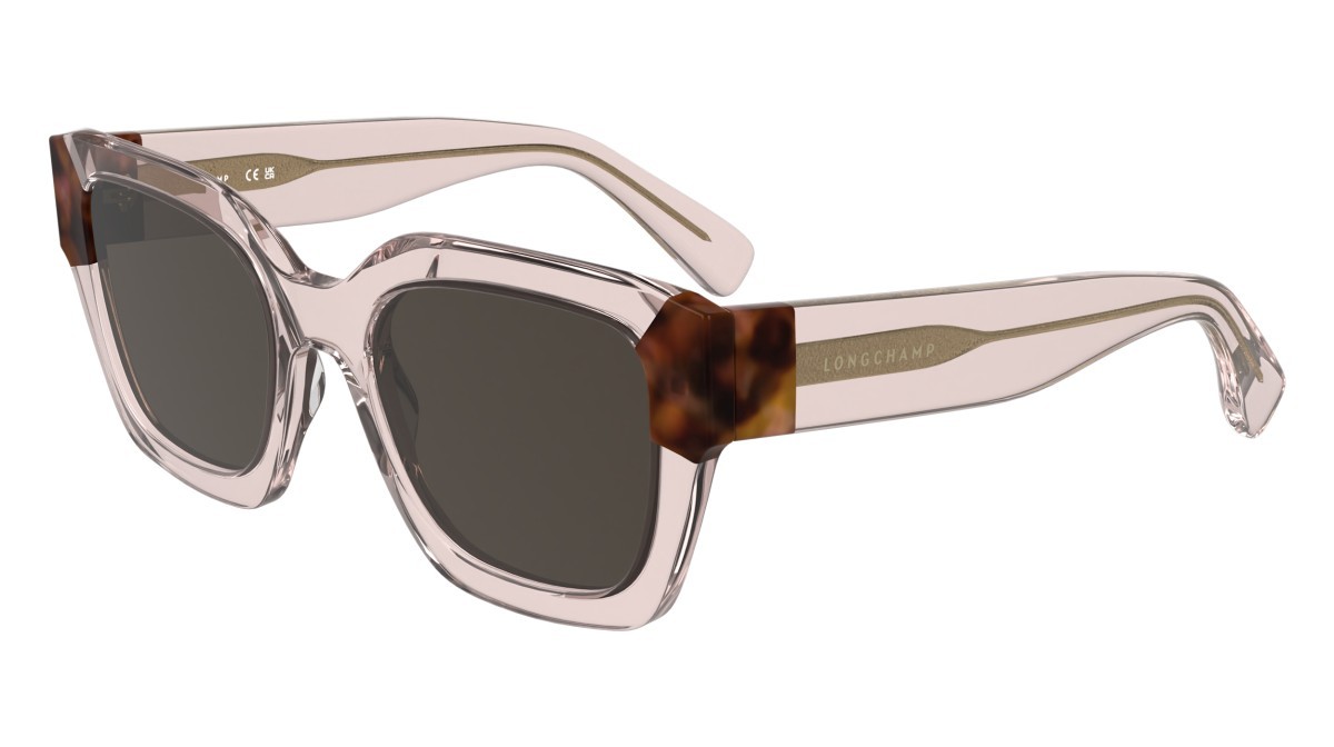 Occhiali da sole Longchamp LO771S (613) colore transparent rose/rose havana forma rettangolare lenti solid brown