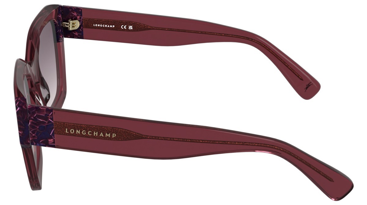 Sunglasses Longchamp LO771S (615) color transparent wine/marble burgun shape rectangle lenses gradient purple