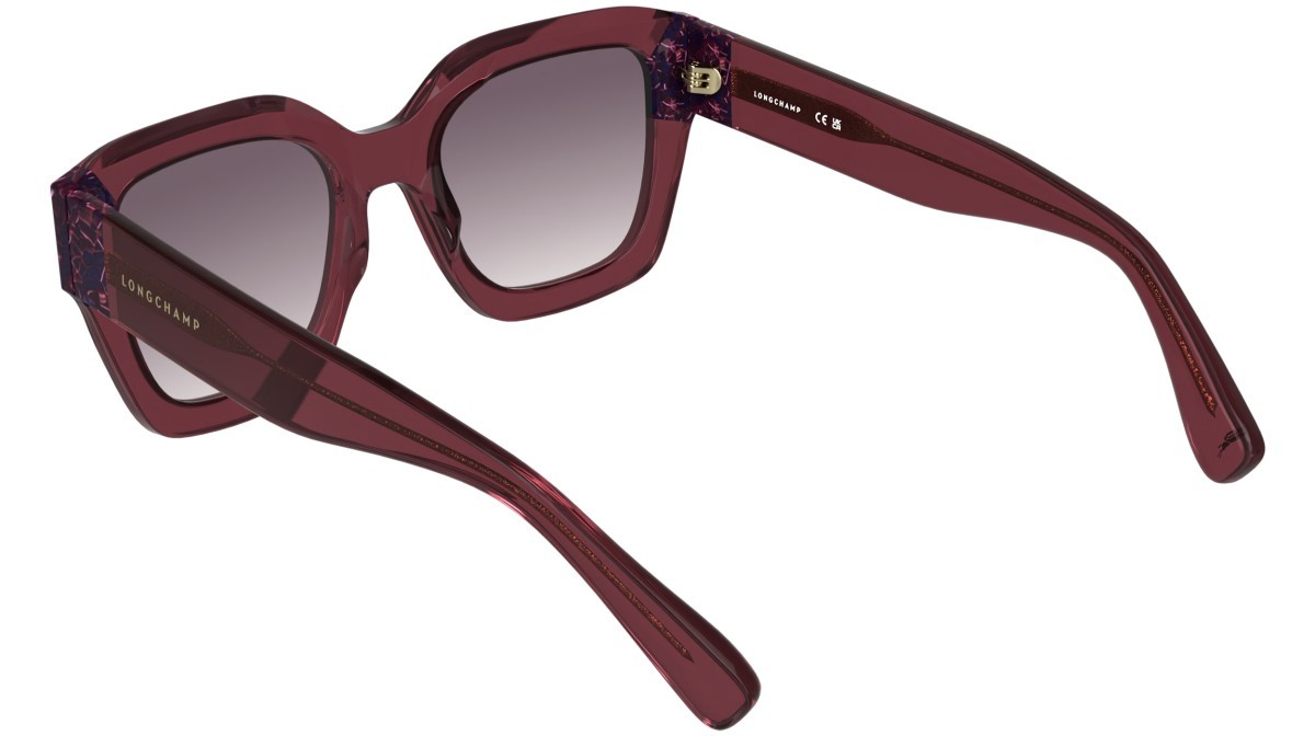 Sunglasses Longchamp LO771S (615) color transparent wine/marble burgun shape rectangle lenses gradient purple