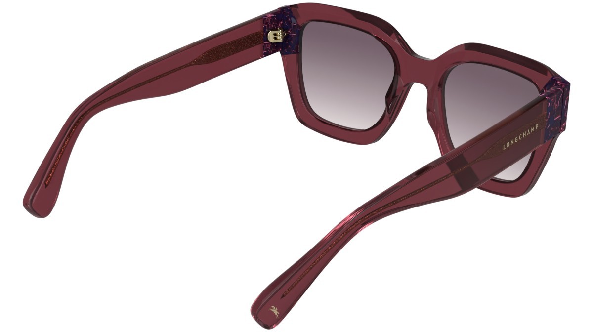 Sunglasses Longchamp LO771S (615) color transparent wine/marble burgun shape rectangle lenses gradient purple