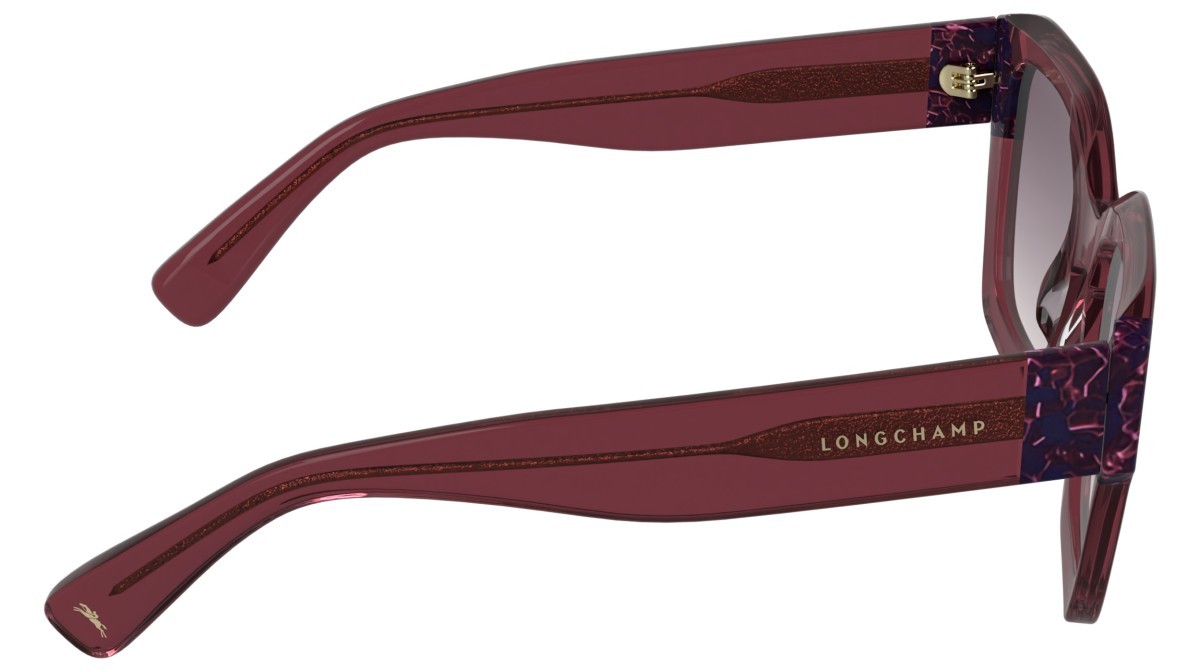 Sunglasses Longchamp LO771S (615) color transparent wine/marble burgun shape rectangle lenses gradient purple