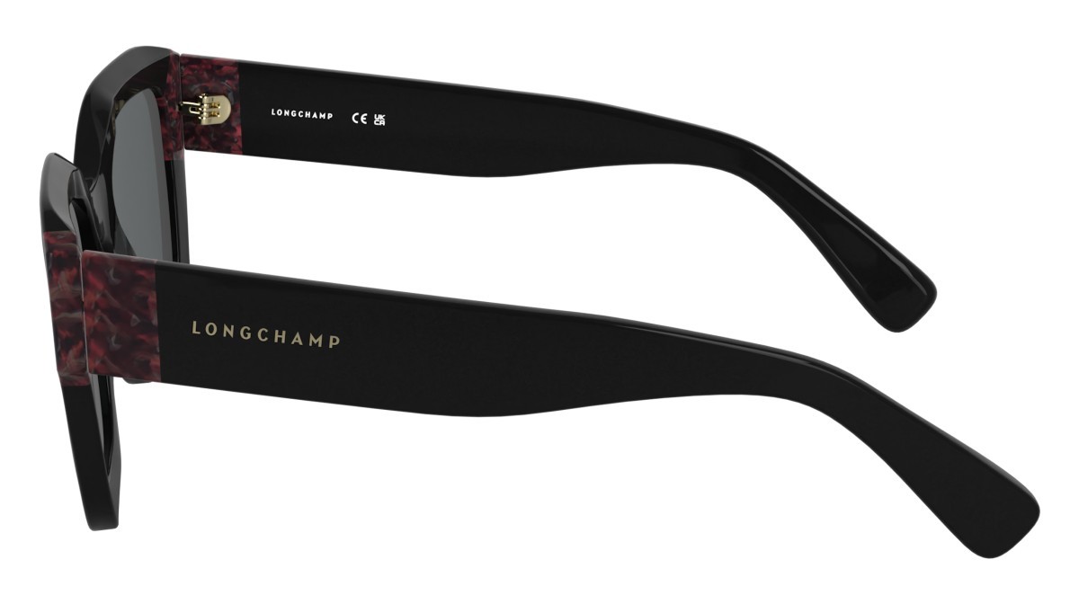 Occhiali da sole Longchamp LO771S N (013) colore black/textured red forma rettangolare lenti solid smoke
