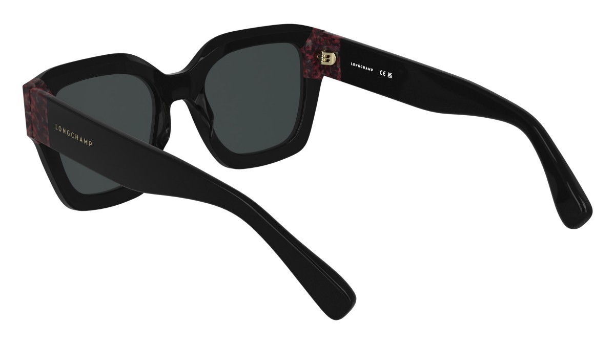 Occhiali da sole Longchamp LO771S N (013) colore black/textured red forma rettangolare lenti solid smoke