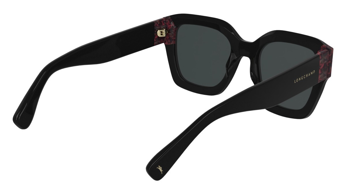 Occhiali da sole Longchamp LO771S N (013) colore black/textured red forma rettangolare lenti solid smoke