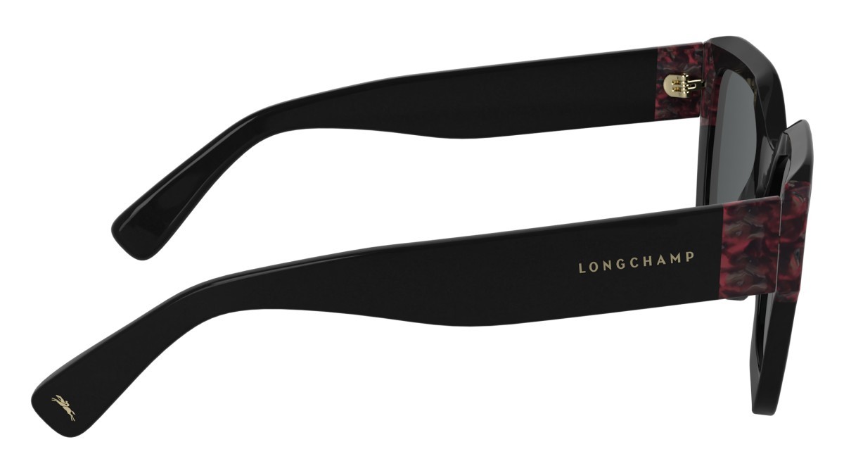 Occhiali da sole Longchamp LO771S N (013) colore black/textured red forma rettangolare lenti solid smoke
